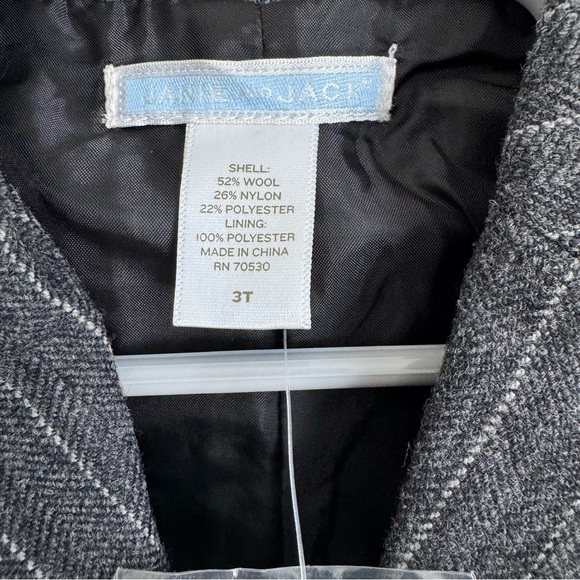 Janie And Jack Gray Wool Blend Pinstripe Blazer Suit Jackets Size 3T NWT - Picture 7 of 8